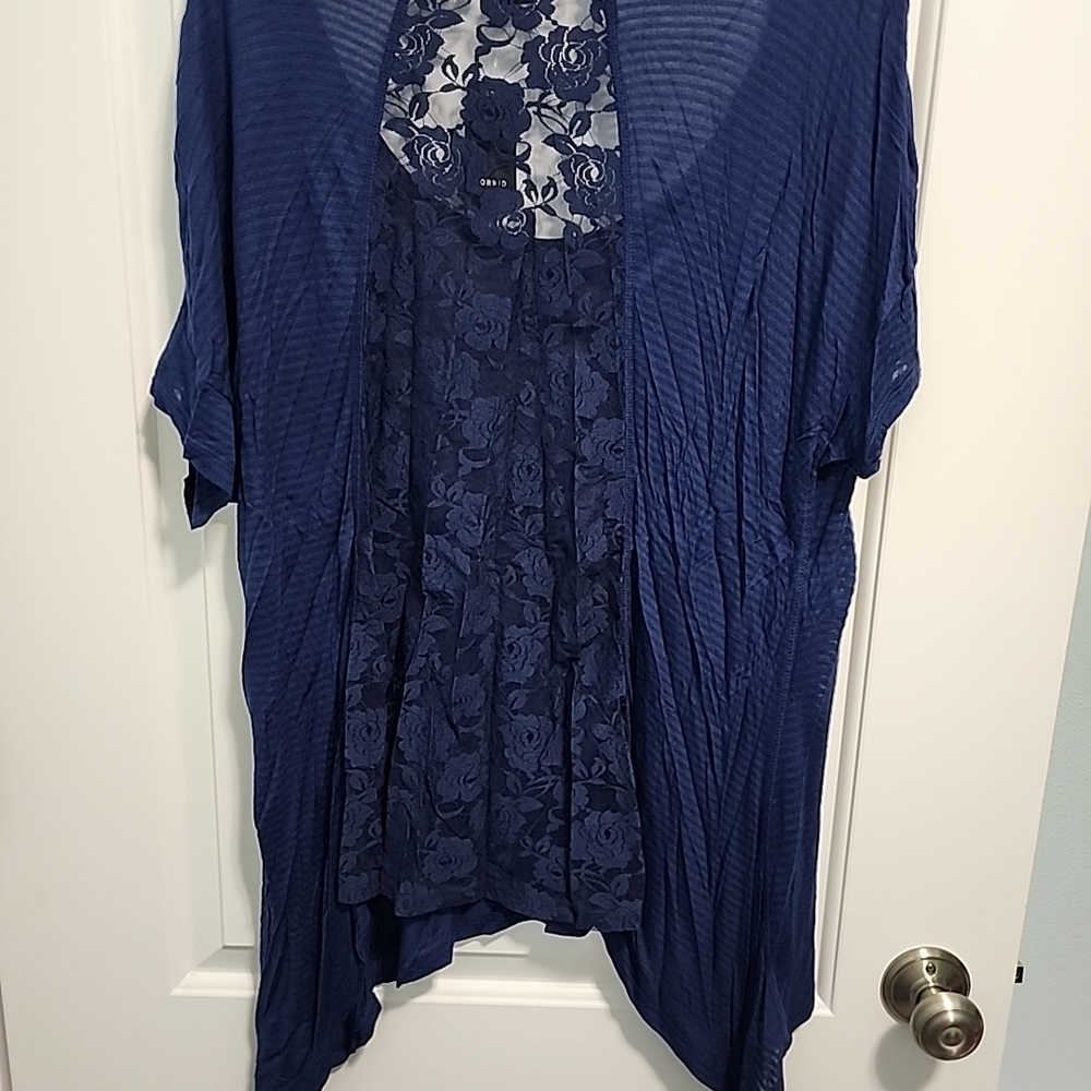 Torrid Navy Lace Overlay Top